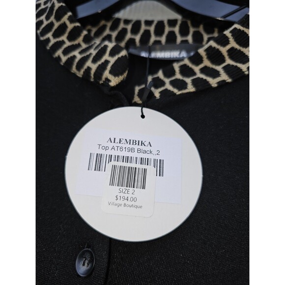 Alembika 2 Tunic Top Hi-Lo Lagenlook Asymmetrical Button Black Mandarin Collar - Picture 4 of 16